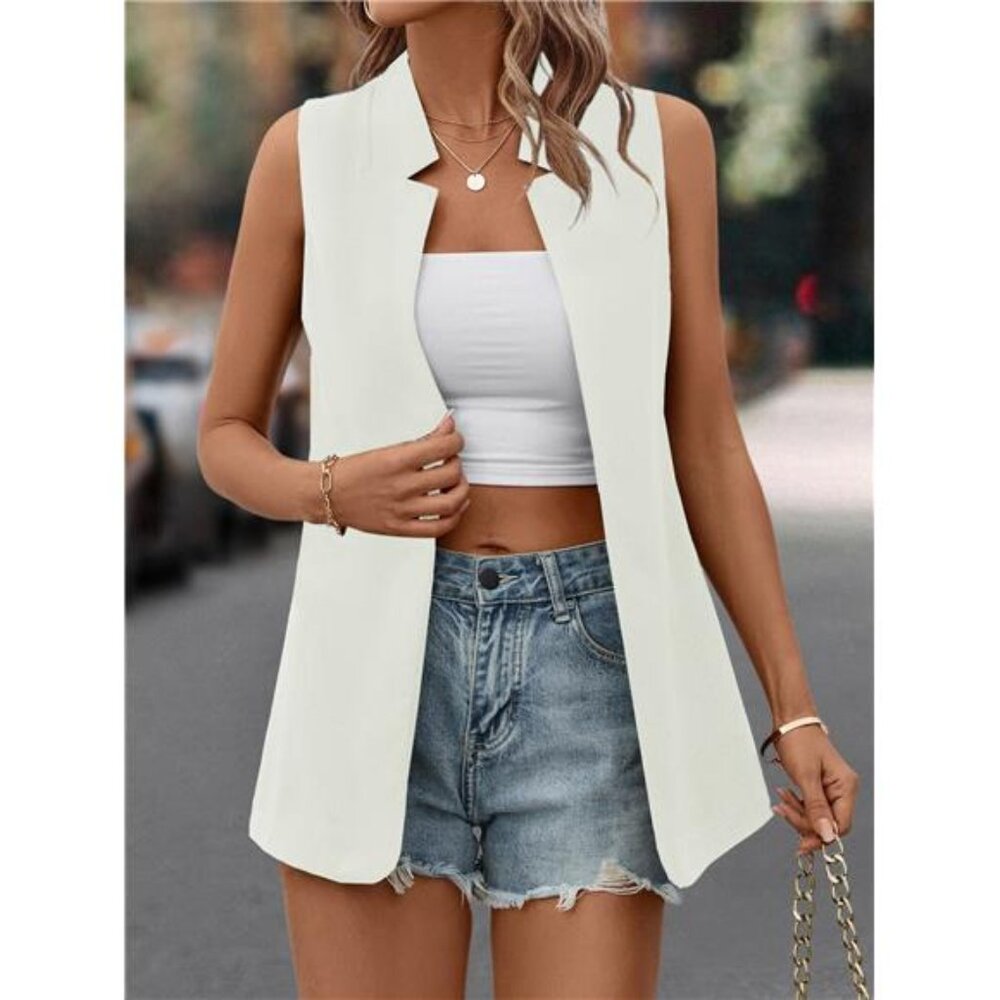 A Classy Chic Boutique White Sleeveless Blazer - Picture 6 of 7